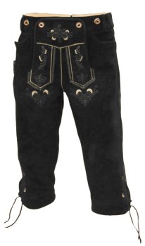 Preview: 224ZVsw- Trachten-Kniebundlederhose mit Trachten- Kreuzträger in schwarz